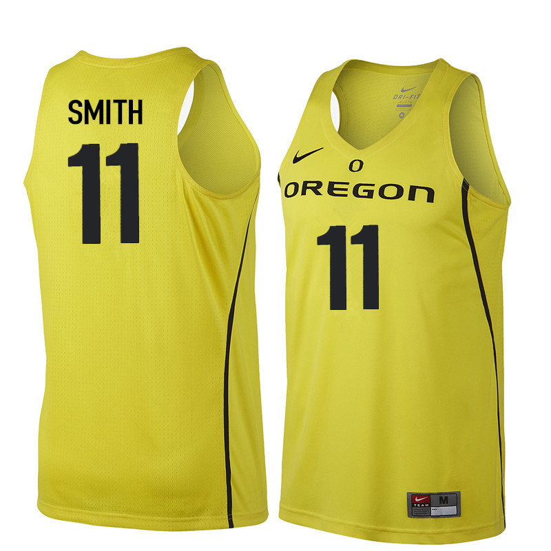 Men Oregon Ducks #11 Keith Smith College Basketball Jerseys Sale-Yellow - Click Image to Close